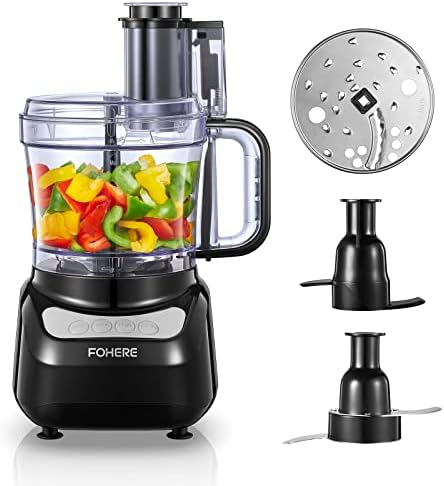 FOHERE Food Processor, 12 Cup, 2-in-1 Feed Chute Vegetable Chopper &amp;amp; Meat Grinder for Mincing, Dicing, Shredding, Puree &amp;amp; Kneading Dough, Stainless Steel