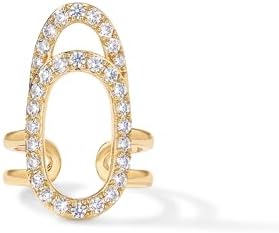 PAVOI 14K Gold Plated Manicure Nail Ring for Women  Adjustable Unique Fashion Statement Ring