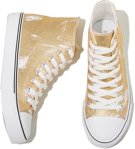 kufeiti Women&#39;s High Top Canvas Sneakers Canvas Shoes Lace up White Black Sneakers Casual Walking Shoes