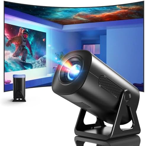 CLOKOWE Mini Projector, 4K 1080P Support projector with wifi and bluetooth,270°Adjustable Stand Outdoor Home Theater galaxy Projector with Android TV OS &amp; 8000+APPS for Phone\/TV Stick\/Laptop\/HD