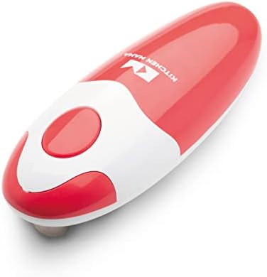 Kitchen Mama Automatic Electric Can Opener: Simply press a button to open your can - automatic, hands-free, smooth edges, battery powered, yes you can (red)
