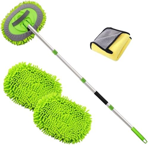 LumiMokki 62 &amp;#34; Car Wash Mop - Car Cleaning Mop with Long Handle Stainless Steel Pole for RVs, SUVs, Trucks and Buses (Green)