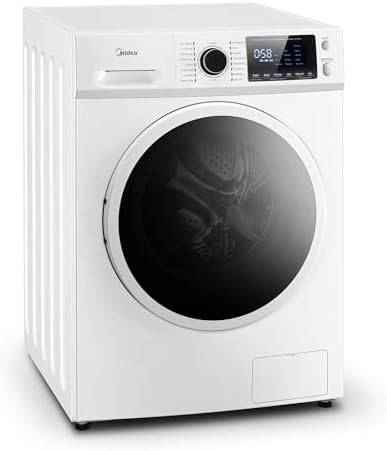Midea 24 Inch Washer and Dryer Combo, All in One Washer and Dryer 2.7 cu.ft 26lbs, Ventless Washing Machine, Steam Care, Overnight Dry, 1400 RPM, 16 Cycles Front Load Washer, Full-Automatic, White