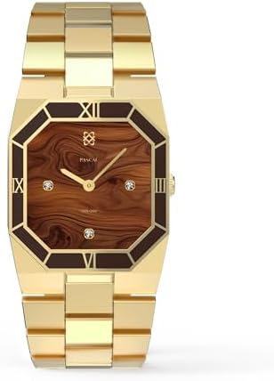 PASCAL Octagonal Enamel Diamond Watch for Men, Modern Vintage Octagonal Men's Quartz Luxury Gold Dress Watch, Sapphire Crystal, Roman Bezel