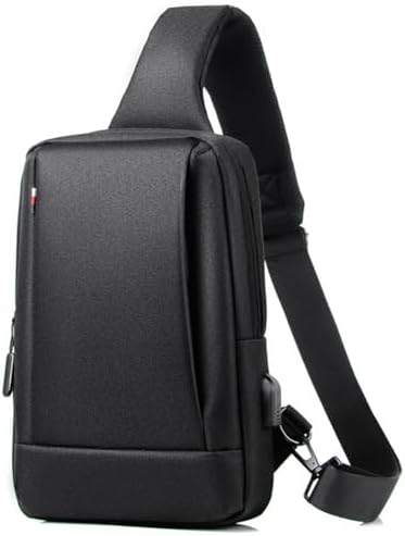 Hjkiopc Sling Bag for Men,Shoulder Bag,Messenger Bag with USB Charging Port,Lightweight Crossbody Bag for Work Satchel