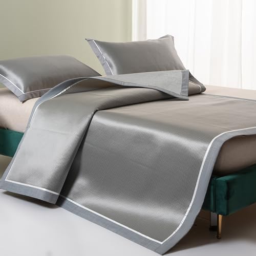 Mocott Sleeping Mat Fast Cooling Mattress Topper Pad Queen Size,Summer All-Weather Fold Non-Slip Double-Sided Available Bed Floor Sheet Set for Home School Dorm\/1 x Mat &amp; 2 x Pillowcases