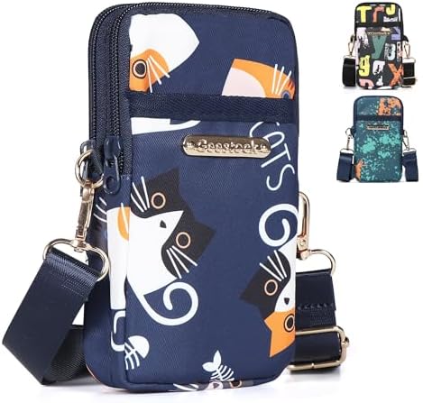 Geestock Cell Phone Purse Small Crossbody Shoulder Holsters Bags with Arm Bands Phone Key Pouch Holder for Running, Walking, Hiking &amp; Biking (Blue Cats)