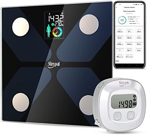 Slimpal Body Fat Measuring Tape and Smart Scale for Body Weight and Fat with APP Digital Bathroom Scale for Weight Loss, Body Composition and Circumference Analyzer