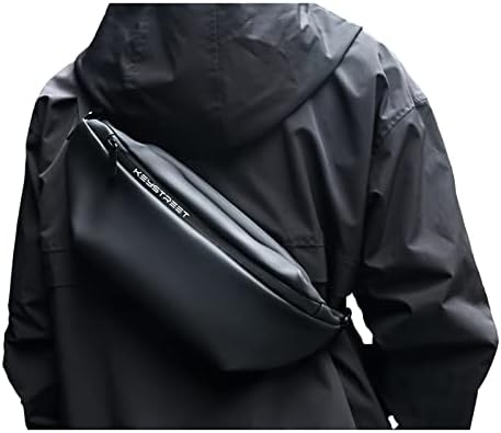 Crossbody Fanny Pack for Men, Large Waterproof Waist Bag Pack, Fashionable Chest Belt Bag for Men Travel Running Cycling Sports, Carrying All Phones