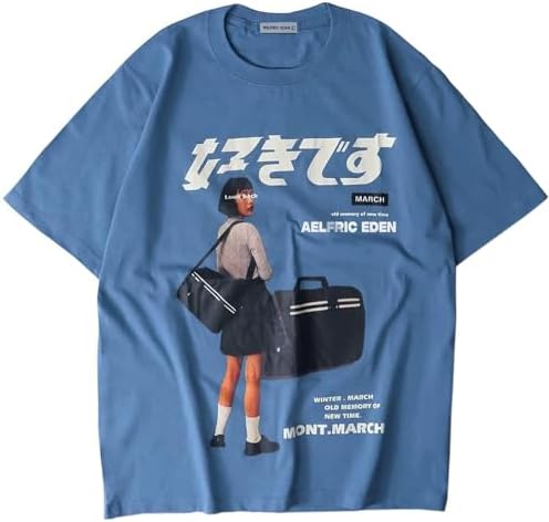 Aelfric Eden men's oversized pattern T-shirt summer unisex fashionable printed casual Harajuku top T-shirt