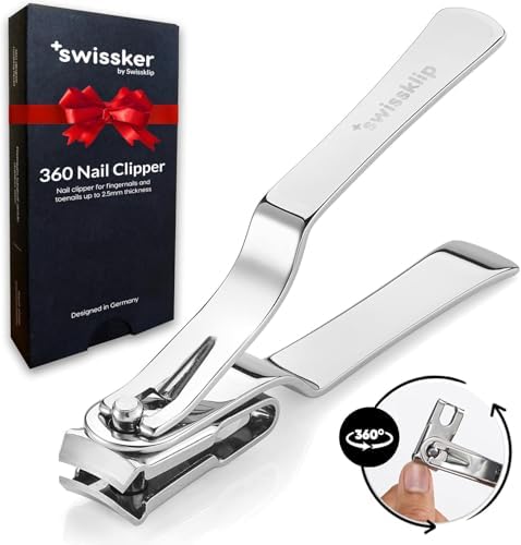 Swissklip Nail Clippers for Men &amp; Women  Finger Nail Clippers for Adult with 360 Degree Rotating Head I Fingernail Clippers for Women I Surgical-Grade Stainless Steel Material