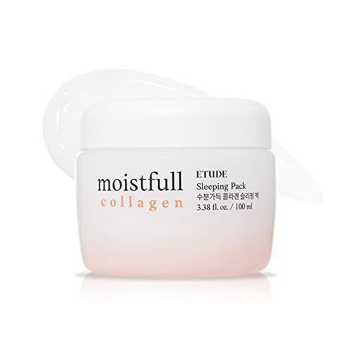 ETUDE Moistfull Collagen Sleeping Pack, Face Moisturizer, Night Cream, Super Collagen Water, Baobab Oil, Gel Texture, Deep Hydration, Korean Skin Care, Beauty (3.38 Fl Oz)