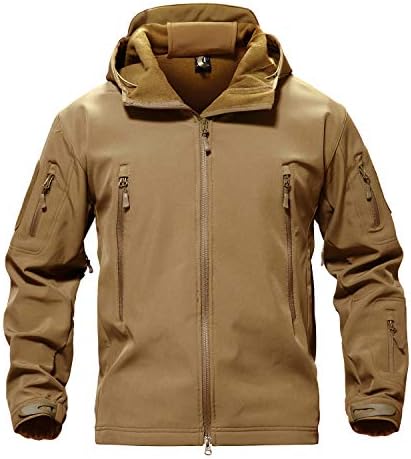 TACVASEN Men's Special Ops Military Tactical Rain Jackets Winter Warm Fleece Softshell Hooded Raincoat Snowboard