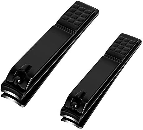 Nail Clippers Set, Sharp Stainless Steel Fingernail Clipper &amp; Toenail Clippers, Black Nail Cutter, Large and Small 2 Piece Set.