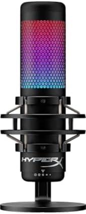 HyperX QuadCast S \u2013 RGB USB Condenser Microphone for PC, PS4, PS5 and Mac, Anti-Vibration Shock Mount, 4 Polar Patterns, Pop Filter, Gain Control, Gaming, Streaming, Podcasts, Twitch, YouTube, Di