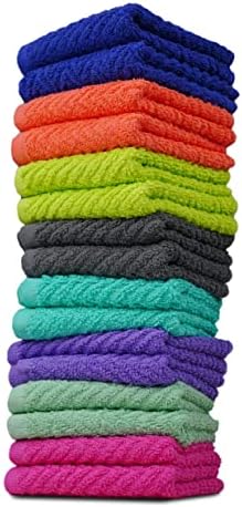 ZUPERIA Zigzag Multicolor Wash Cloths -16 Pack -12" x 12"- Highly Absorbent Soft Washcloths for Face, Gym Towels, Hotel Spa Quality, Reusable &amp; Multipurpose Wash Cloth Towels