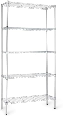 Amazon Basics 5-Shelf Adjustable Heavy Duty Steel Wire Rack Storage Shelving Organizer for Kitchen, Garage, 36" L x 14" W x 72" H, Chrome