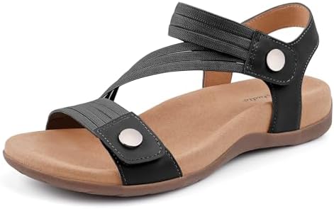 BCSTUDIO Women's Comfort Orthopedic Sandals with Arch Support Summer Walking Casual Flats Shoes