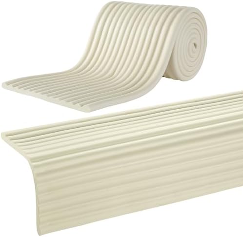 MABOZOO 8'' Extra Wide Seat Edge Cushion, 13.1 FT Length Foam Fireplace Cushion Soft Hearth Guard Bumper Pad Child Proof Padding Hearth Pad Edge Protector, Fireplace Baby Proofing for Baby (Cr