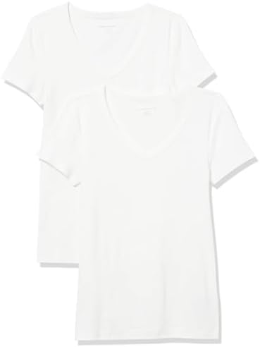 Amazon Essentials Women's Slim-Fit Short-Sleeve V-Neck T-Shirt, Pack of 2