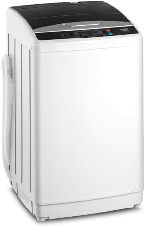 ROVSUN 25LBS Portable Washing Machine, Full-Automatic Electric Laundry Machine with Stainless Steel Drum, 110V Compact Washer, Washer and Spin Dryer Combo with Drain Pump for Apartment, Dorm, Home