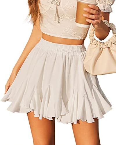 Avidlove Women&#39;s Pleated Skater Skirt Basic Casual High Waisted Ruffles Flared Mini Lingerie Skirts