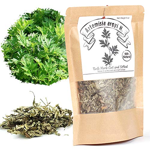 EidolonGreen [China Medicinal Herb] Chinese Mugwort, 100% Natural Dried Artemisia Argyi (ai ye\/艾葉\/艾蒿\/aihao\/강화 약 쑥 차\/Oriental Wormwood) 100% Natural Dried Bulk Herbs (3 Ounce (Pack of 1))