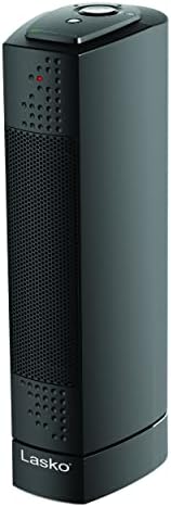 Lasko Oscillating Ceramic Slim Tower Desktop Space Heater for Home with Thermostat and 2 Speeds, 14 Inches, Black, 1500W, CT14101