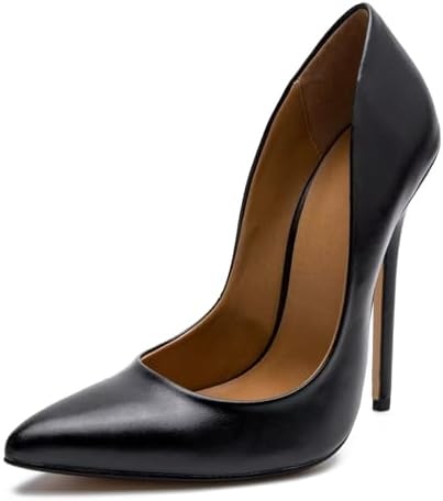 Women's Pumps High Heels 5.7 inch, Classic Sexy Pointed Toe Black Stiletto Heels Dress Wedding Party Office Shoes Slip On Plus Size