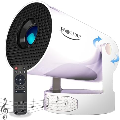 [Short Throw\/Built-in-Apps]FOUBUS HIFI Mini Projector,1080P Full HD Portable Projector with Wifi and Bluetooth 5.4,Auto Keystone,35"-130" Screen,Smart Projector 4K Android11 with HIFI Speaker