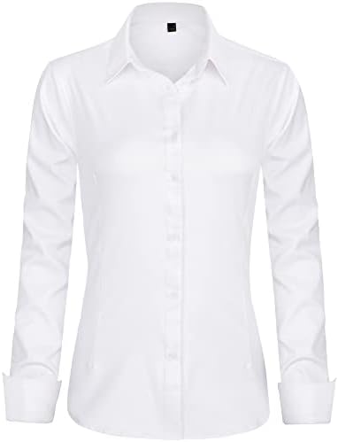J.VER Womens Dress Shirts Long Sleeve Button Down Shirts Wrinkle-Free Solid Work Blouse