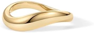 PAVOI 14K Gold Plated Wavy Stackable Ring for Women  Twisted Wave Band  Delicate Eternity Rings