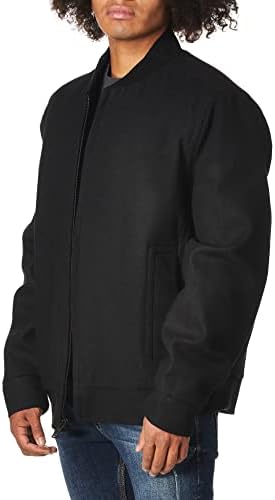 Andrew Marc Men&#39;s Barlow Melton Wool Bomber Jacket, Black, Large