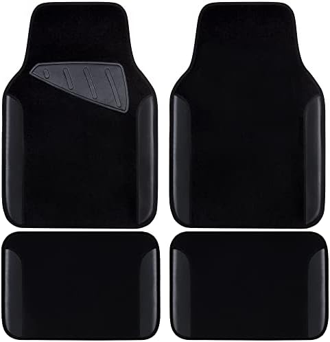 CAR PASS Waterproof Universal Fit Car Floor Mats, Faux Leather Car Carpet Mats, Black Car Mats with Anti-Slip Nibbs Backing &amp; Driver Heel Pad Fit for SUV,Vans,sedans, Trucks,Set of 4pcs(All Black)