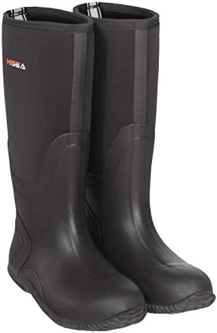 HISEA Men's Rain Boots, Waterproof Durable Insulated Rubber Boots for Men, 5 mm Neoprene Outdoor Mud Fishing Hunting Boots for Multi-Season (Black, Camo &amp; Brown)
