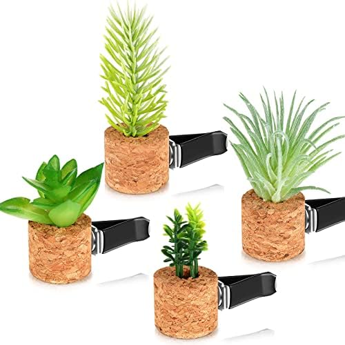 Tallew 4 Pcs Succulent Air Vent Clip Car Accessories Cute Plant Green Car Decoration Gift Air Freshener for Women Girl Man Mini Artificial Plant for Interior Clips Diffuser