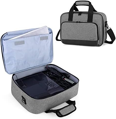 Luxja 投影仪保护套,带笔记本电脑保护套的投影仪包,带配件口袋的投影仪手提箱,大号(40.64 x 29.99 x 14.99 厘米),灰色