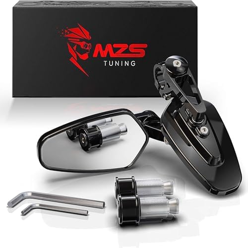 MZS Arrow Bar End Mirrors, 7\/8 Motorcycle Rear View mirror Hollow Handlebar Side Black Compatible with Street Sport Bike Cruiser Scooter