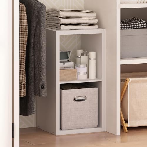 Furinno Cubic Open Back Multipurpose Clothing &amp; Closet Storage Organizer Shelf, 2-Cube, White