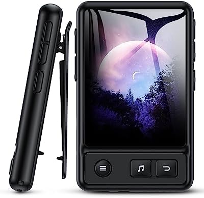 AGPTEK MP3 Player with Bluetooth 5.3, 2.4" Full Touch Screen 32GB Music Player with Clip and Wristband for Sports, Running, Walking, Support up to 128GB(Black)