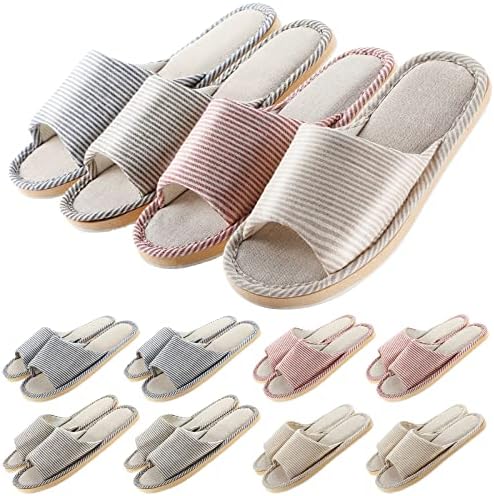 Mepase 8 Pairs Disposable House Slipper for Guests Open Toe Breathable Comfortable Spa Slippers for Indoor Home