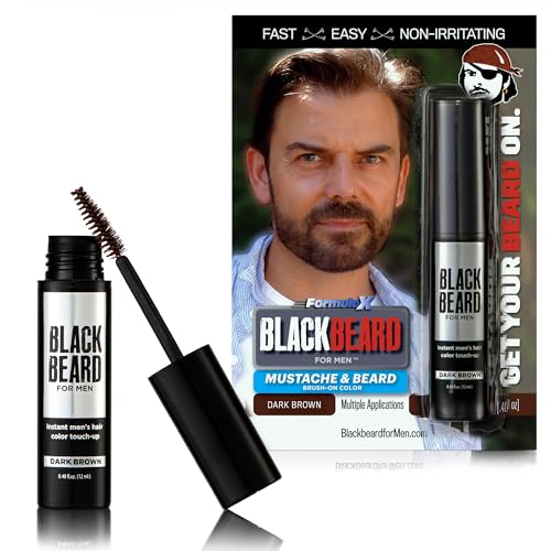 Blackbeard Formula X - Instant, Hypoallergenic, Temporary Color for Men&#39;s Facial Hair - Dark Brown, 1-Day Beard Tint, Mustache, Eyebrow &amp; Sideburn Coloring - Temporary Dye - 1 Pack