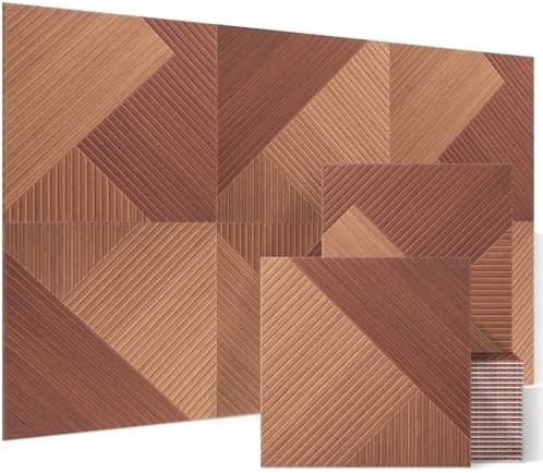 BUBOS Large Acoustic Panels,6 Pack Wood-Pattern Printing Soundproof Wall Panels, Total Size 70.8 x 47.2 Inches Self-Adhesive Decorative Sound Absorbing Panels for Studio, Home,Log Color Dark