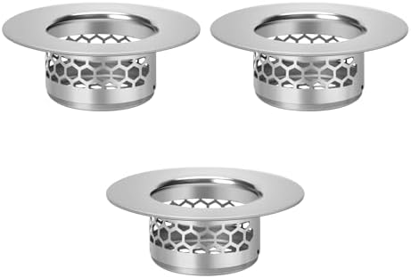 浴室水槽过滤器,浴缸卫生间水槽排水过滤器,适用于洗衣、拖把池、实用、斜坡、房车水槽、不锈钢排水过滤器。适合孔尺寸从 1.25 英寸(约 3.2 厘米),3 件装(2.8 厘米)