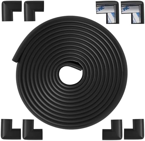 Arinbeb Foam Corner Protector Edge and Corner Guard, with 12.5 feet Length Foam Safety Bumpers, Baby Proofing Safety Table Corner Protectors (Black 12.5ft)
