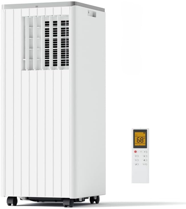 DENBIG 8,000 BTU Portable Air Conditioner, Portable AC Unit with Built-in Dehumidifier and Cooling Fan for Room up to 350 sq.ft., 24 Hour Timer &amp; Remote Control &amp; Window Mount Kit, White