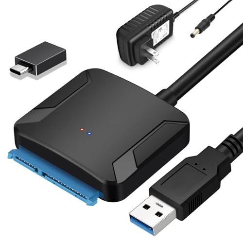 EYOOLD SATA to USB 3.0 Adapter, External Hard Drive Converter Cable for 2.5&#34; 3.5&#34; HDD, SSD with Power Supply