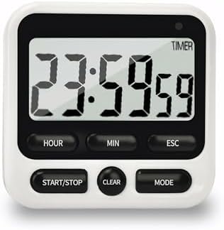 NKOVE Digital Kitchen Timer 24 Hour Clock and Alarm Function with Silent or Alarm Manual Switching Count UP or Down and Memory Function for Cooking, Baking, Meeting