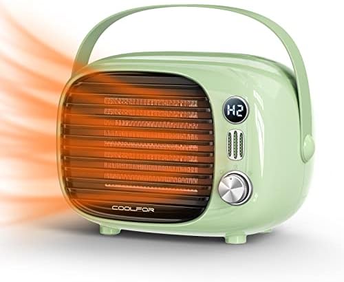 Coolfor Space Heater, Fast Heating Desk Heater with Temperature Control, 800W\/500W Safe and Quiet Ceramic Heating Fan for Home Bedroom Office Desk Indoor Use(Green)