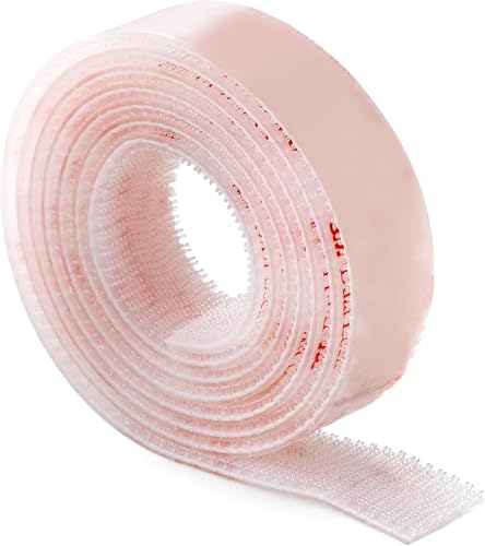 Industrial Strength 1" x 5ft Clear Scotch Self Mating Reclosable Fasteners, Stick-On Adhesive, No Tools Needed, Home Decor, Classroom, Office, Cars, Indoor-Outdoor Waterproof Compatible with SJ356